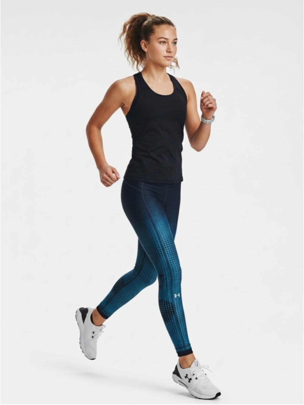 UNDER ARMOUR HeatGear Ombre Dot Compression Leggings Blue Teal Small - 992